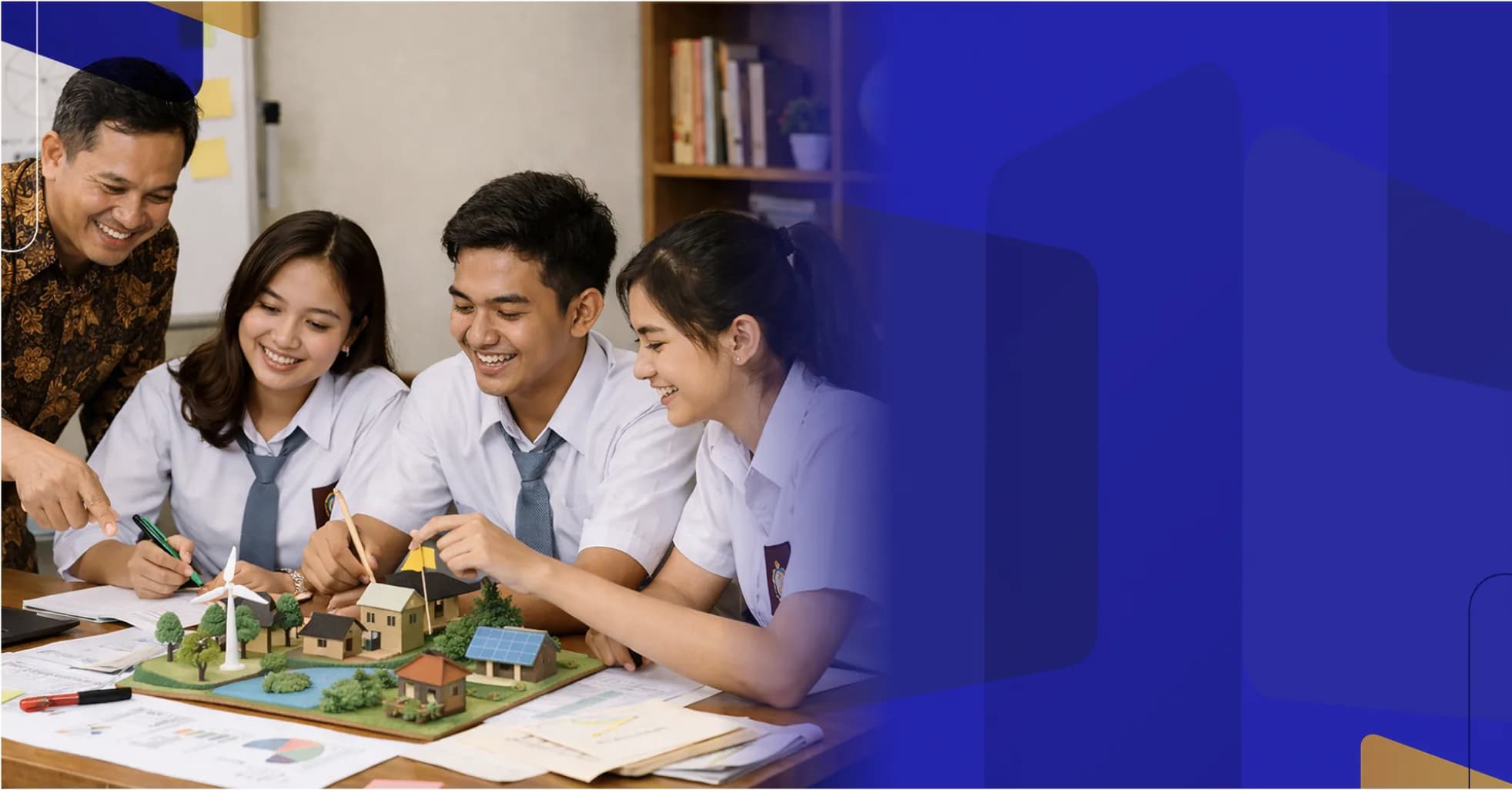Guru dan siswa belajar bersama